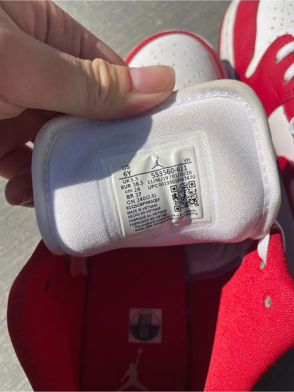 Gym red air jordan 1 low GS